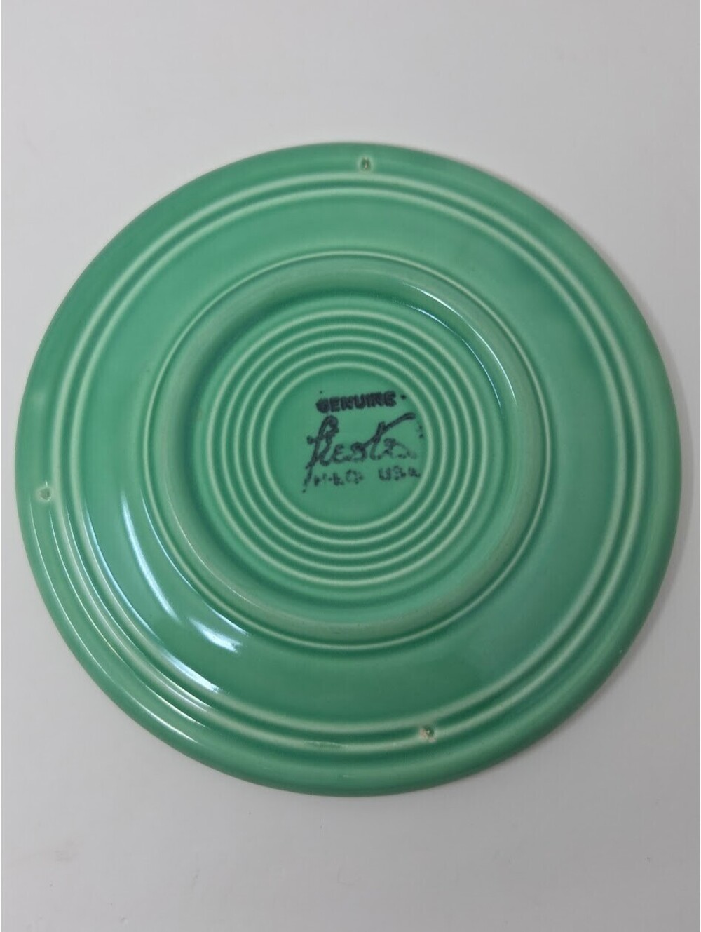 Vintage 1936 Genuine Fiesta HLC USA Green Saucer Plate 6 Inch Concentric Rings
